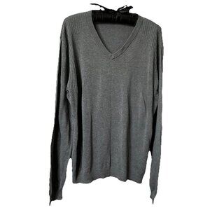 Y2K Le Chateau Sweater Mens XL Gray Silk Cotton V-neck Long Sleeve